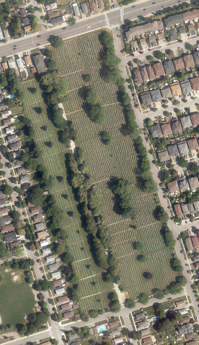 Dawes Road Cemetery — aerial / top-down view