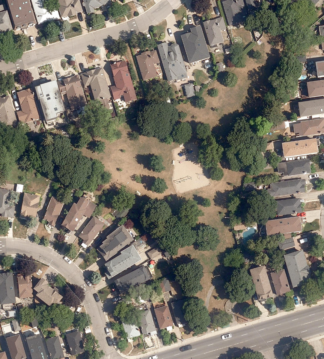 Four Oaks Gate Park — aerial / top-down view
