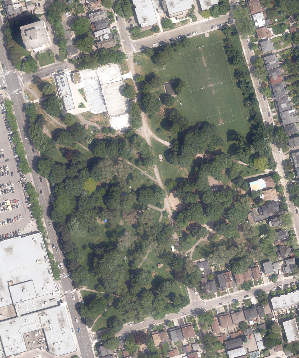 Dufferin Grove Park — aerial / top-down view