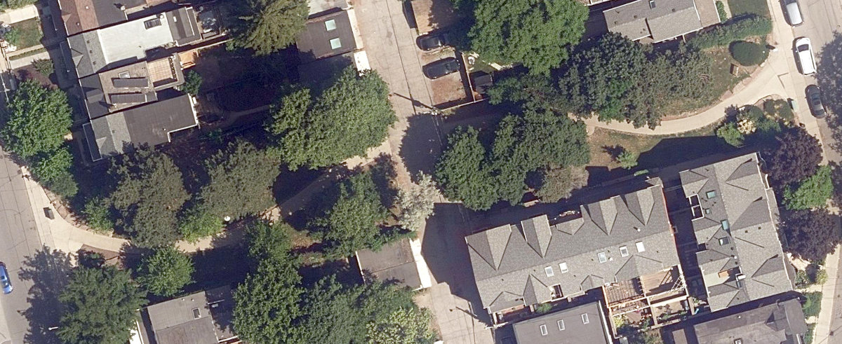 Logan Avenue Parkette — aerial / top-down view