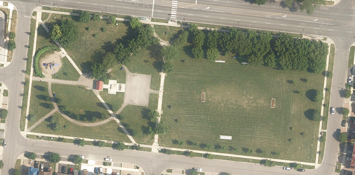 Trethewey Park West — aerial / top-down view