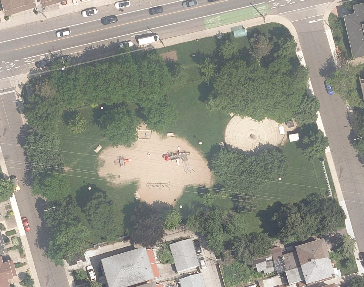 Primrose Avenue Parkette — aerial / top-down view