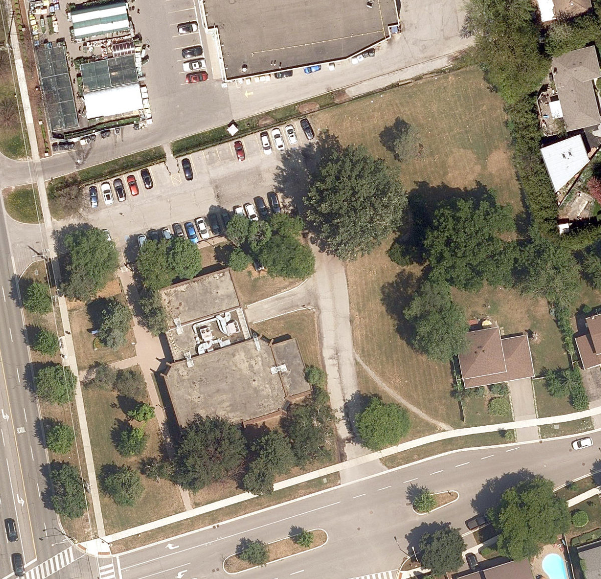 HILLCREST LIBRARY - Building Grounds — aerial / top-down view