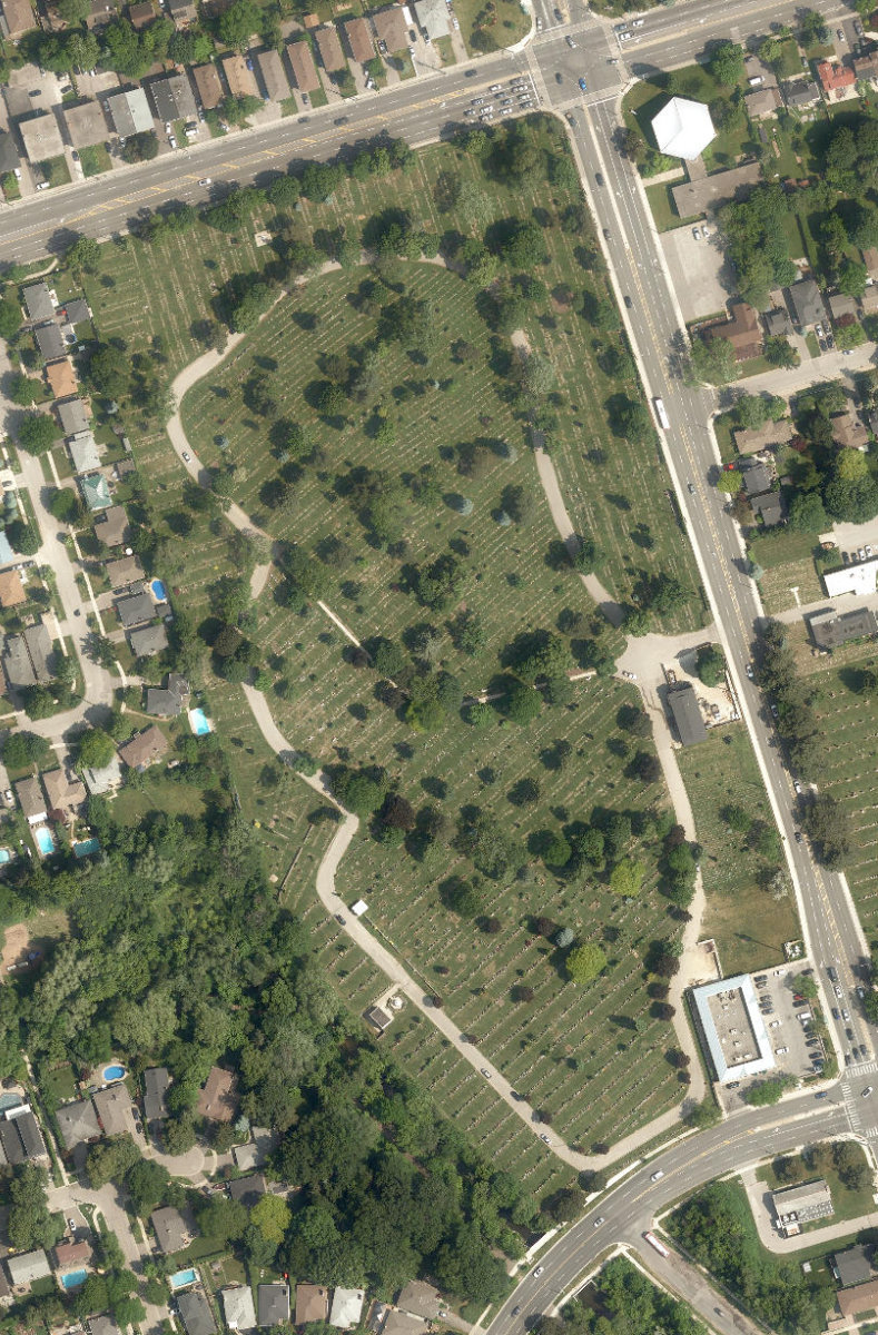 Sanctuary Park Cemetery — aerial / top-down view